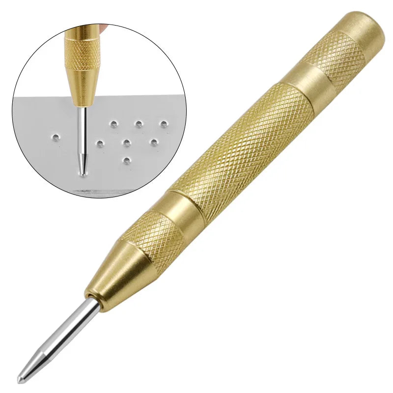 Automatic Center Punch Tool - Spring-Loaded Metal & Wood Marking Punch for Carpentry & Joinery