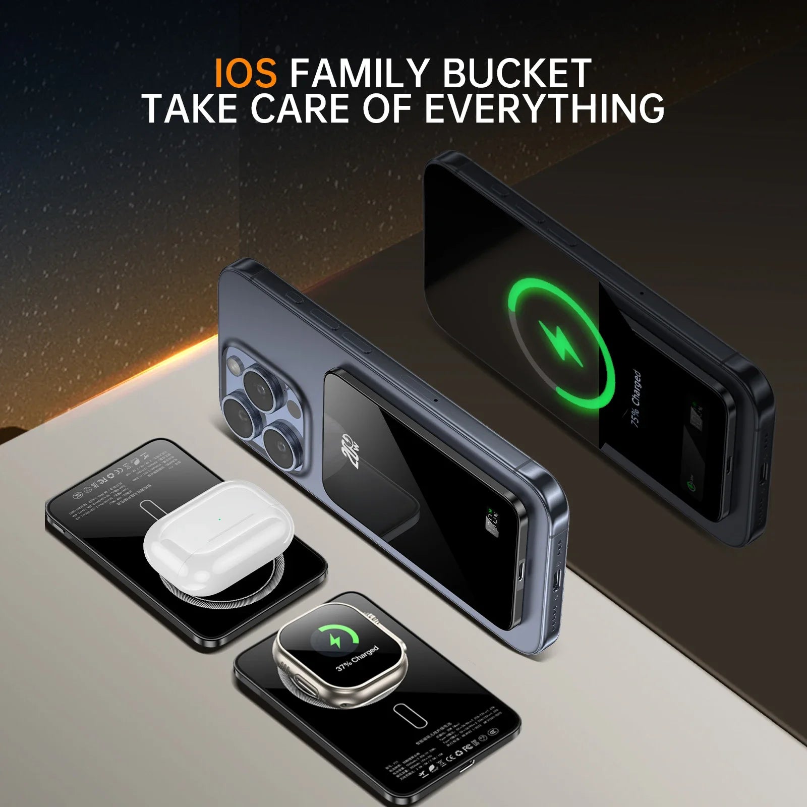 Magnetic 10,000mAh 20W Wireless Power Bank — MagSafe-Compatible Slim USB-C Portable Charger for iPhone, Apple Watch & Samsung