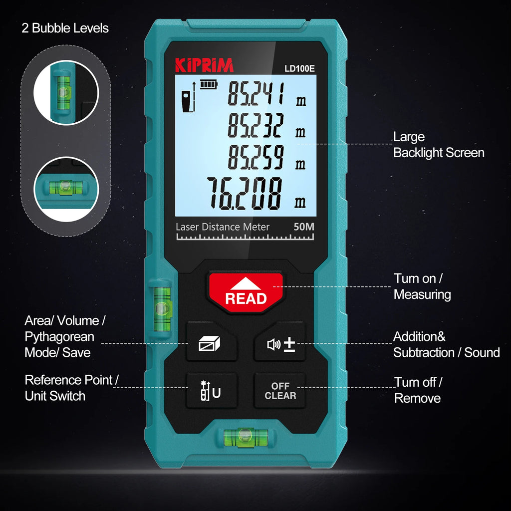 Mini Laser Rangefinder 50m / 70m / 100m (164ft / 229ft / 328ft) Portable Laser Distance Meter, High Accuracy ±2mm, Backlit
