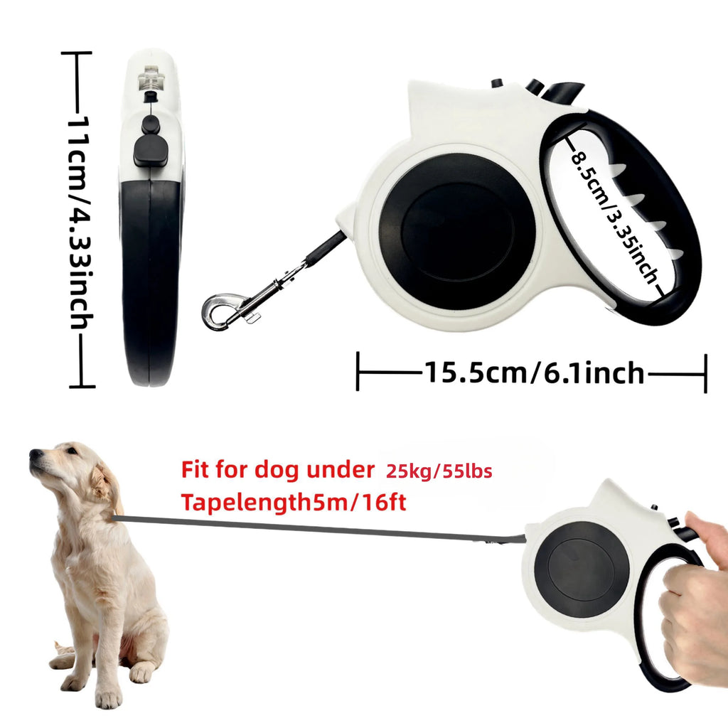 Illuminated Retractable Dog Leash 16 ft (5 m) – Adjustable LED Walking Leash for Medium & Large Dogs