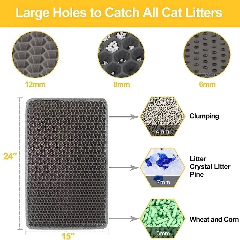 Double-Layer Waterproof Cat Litter Mat 90 x 60 cm (35.4 x 23.6 in) - Non-Slip Washable EVA Pet Pad