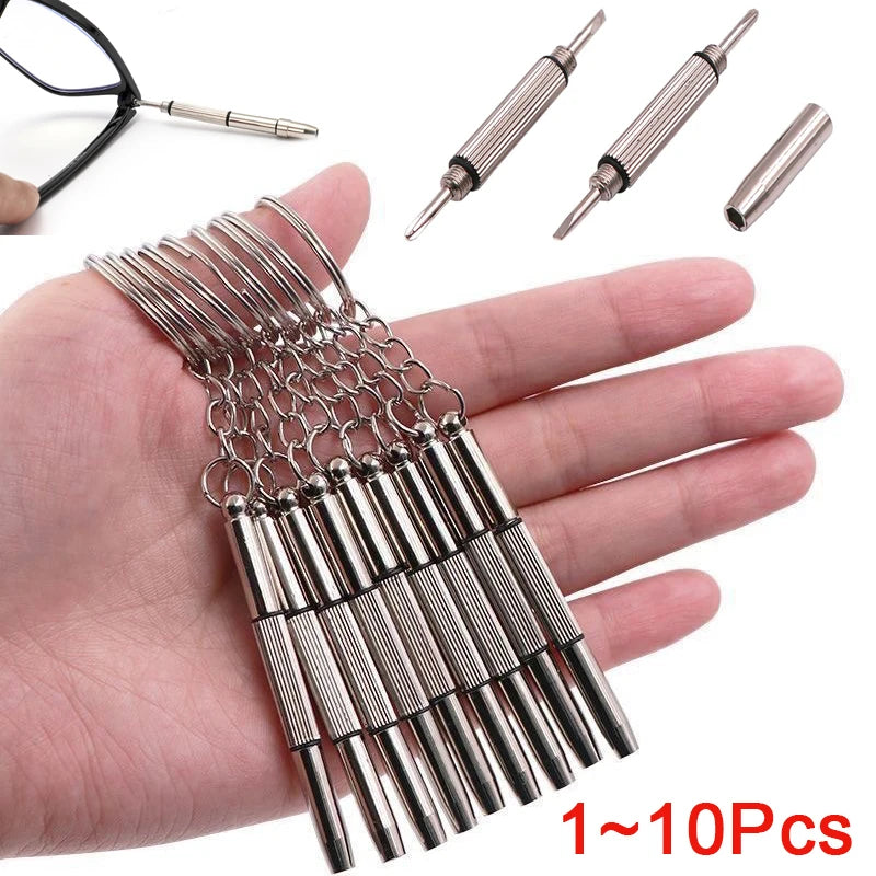 Portable Precision Eyeglass & Watch Screwdriver Kit with Keychain Mini Repair Tool