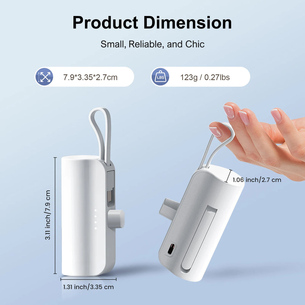 Mini 4500mAh Portable Power Bank - Dual USB-C Ports & 10W Wireless Charger for iPhone & Android