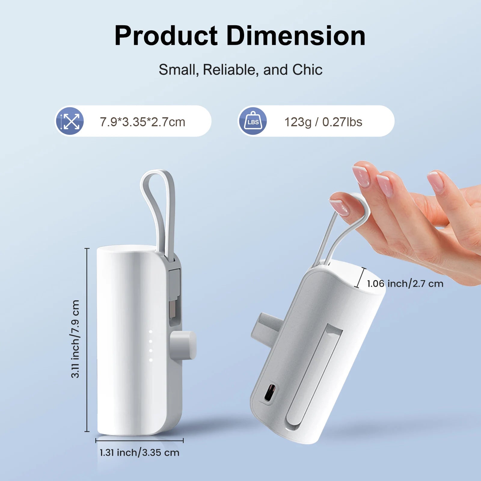 Mini 4500mAh Portable Power Bank - Dual USB-C Ports & 10W Wireless Charger for iPhone & Android