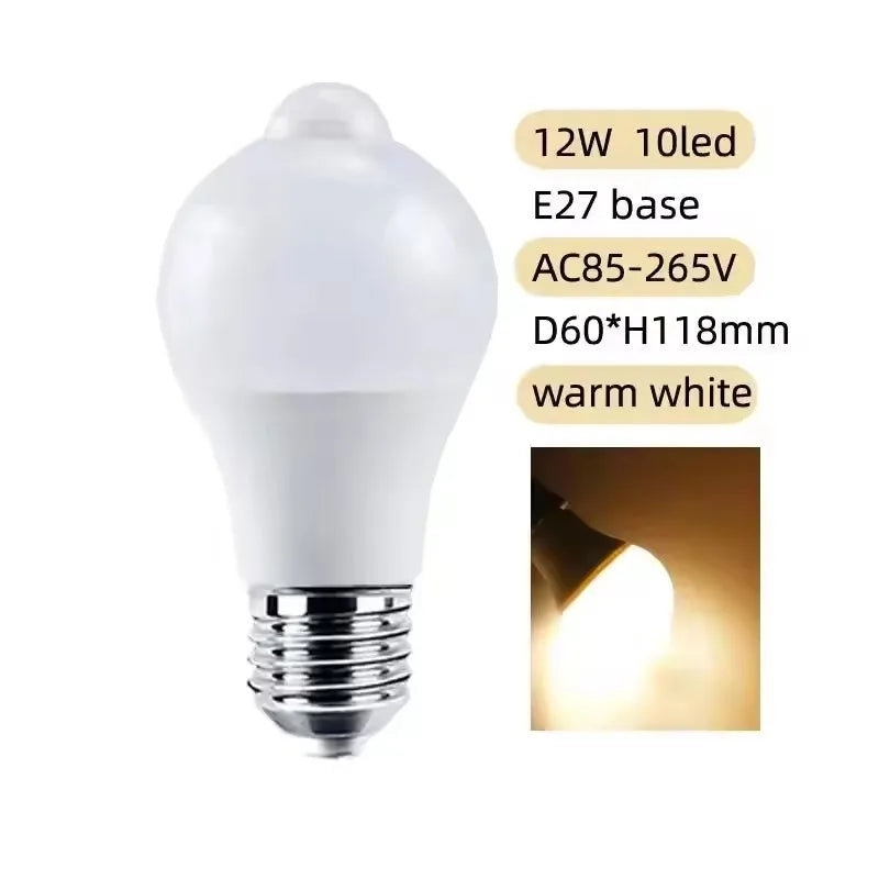 PIR Motion Sensor LED Bulb E27 12W Auto On/Off Light view 7