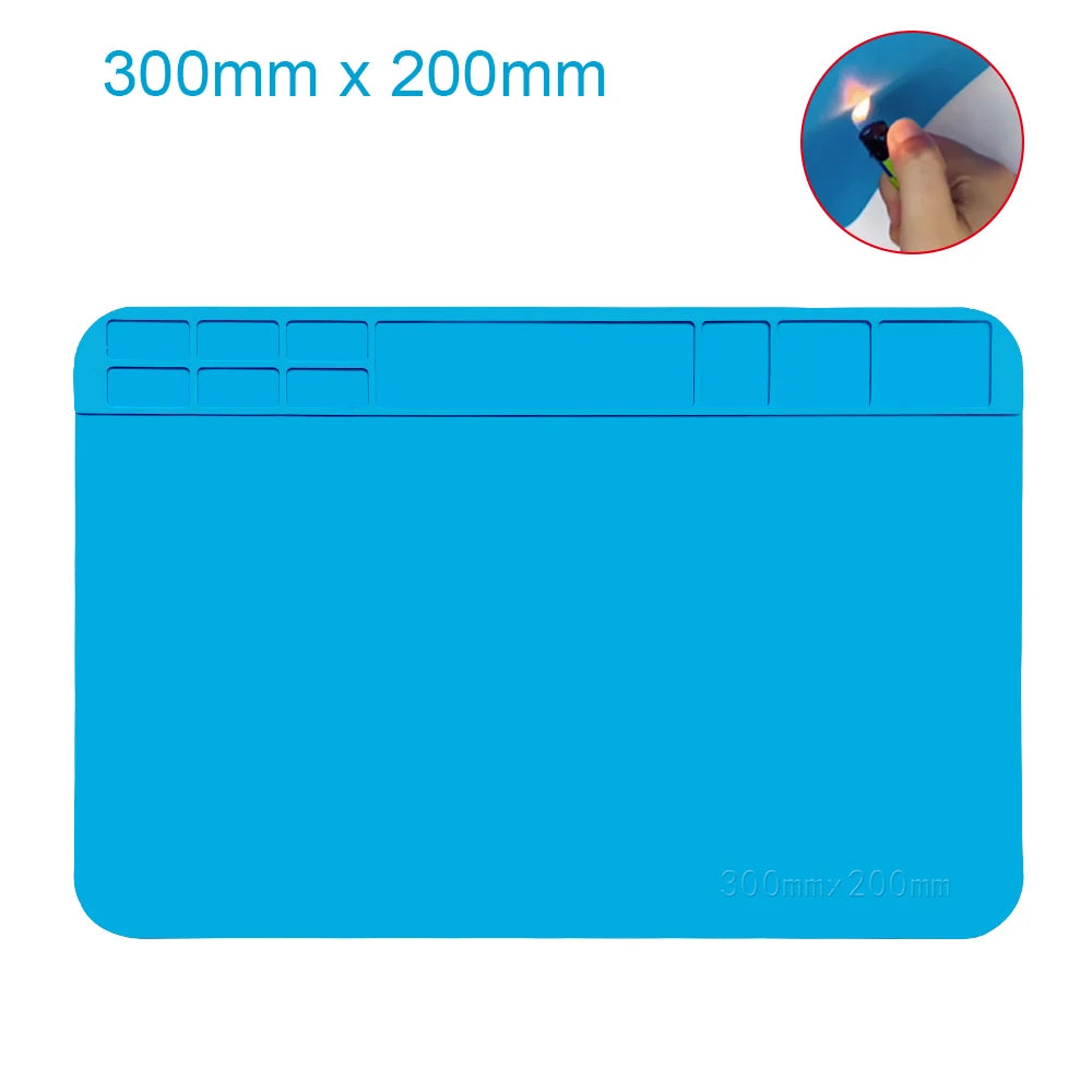 Magnetic Silicone Soldering Mat – Heat Resistant 932°F (500°C) Anti-Static Work Mat for Phone Laptop Watch Repair