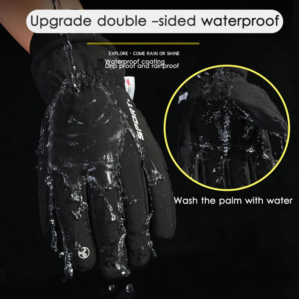 Waterproof Winter Cycling Gloves — Touchscreen, Windproof, Non-Slip Fleece-Lined Full-Finger Gloves for Motorcycling & Outdoor Sports