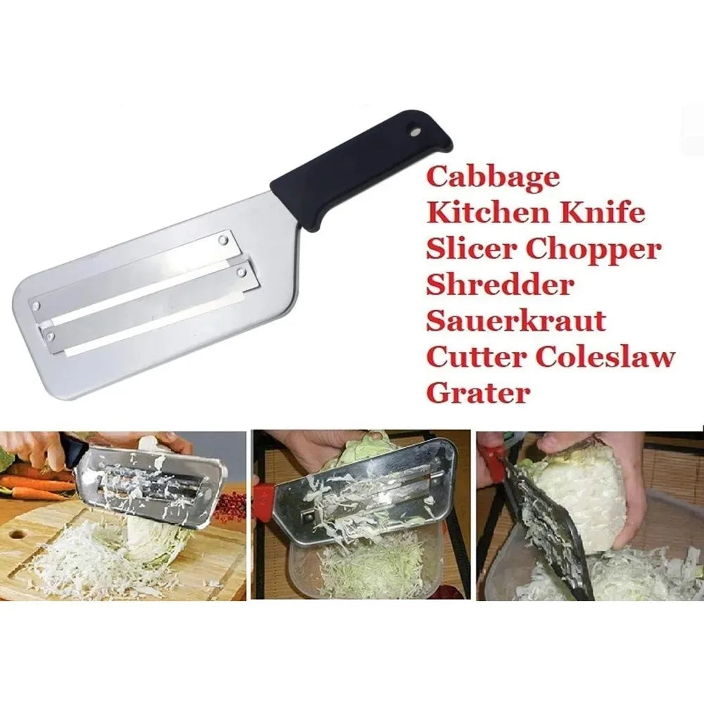 Stainless Steel Cabbage Slicer with Handle - Multi-Function Vegetable Shredder & Peeler