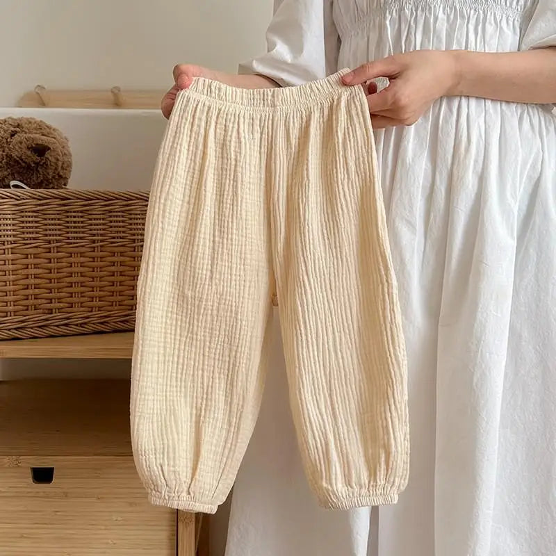 Children's Anti-Mosquito Summer Harem Pants - Lightweight Breathable Ankle-Length Casual Trousers with Elastic Waist (4-6 Years)
