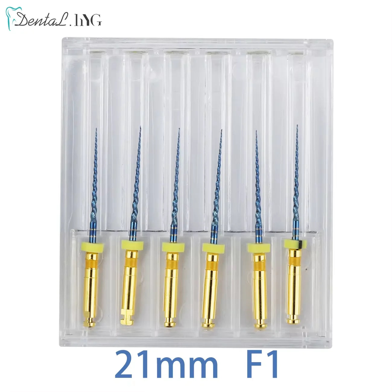 Gold-Coated NiTi Rotary Root Canal Files 6-Pack - Endodontic Files 19mm (0.75in) & 21mm (0.83in)
