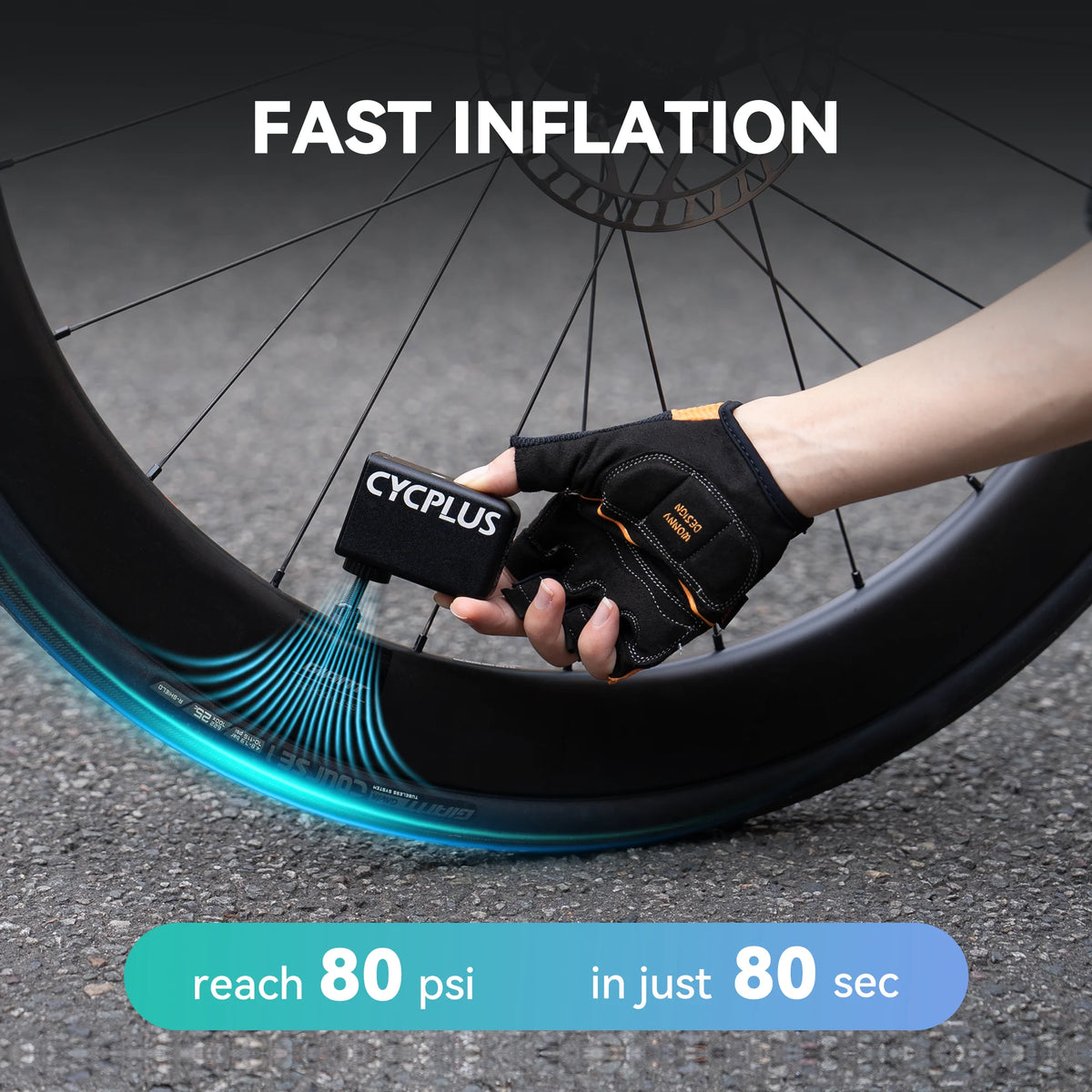 Electric Mini Bike Pump Portable Air Inflator for Road Bike - Presta & Schrader, 100 PSI, Rechargeable USB-C