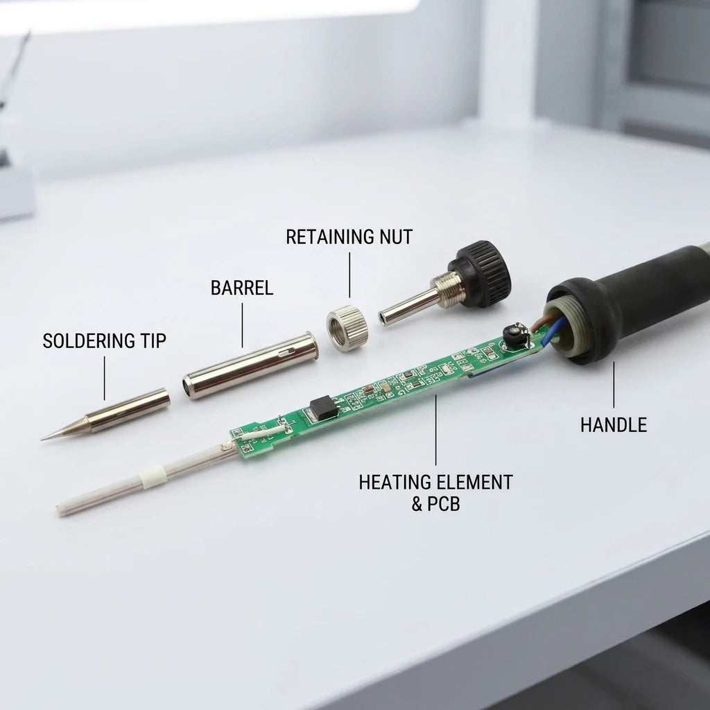 60W Adjustable Temperature Soldering Iron with EU Plug – Rotary Control & Replaceable Tips for DIY Electronics Repair