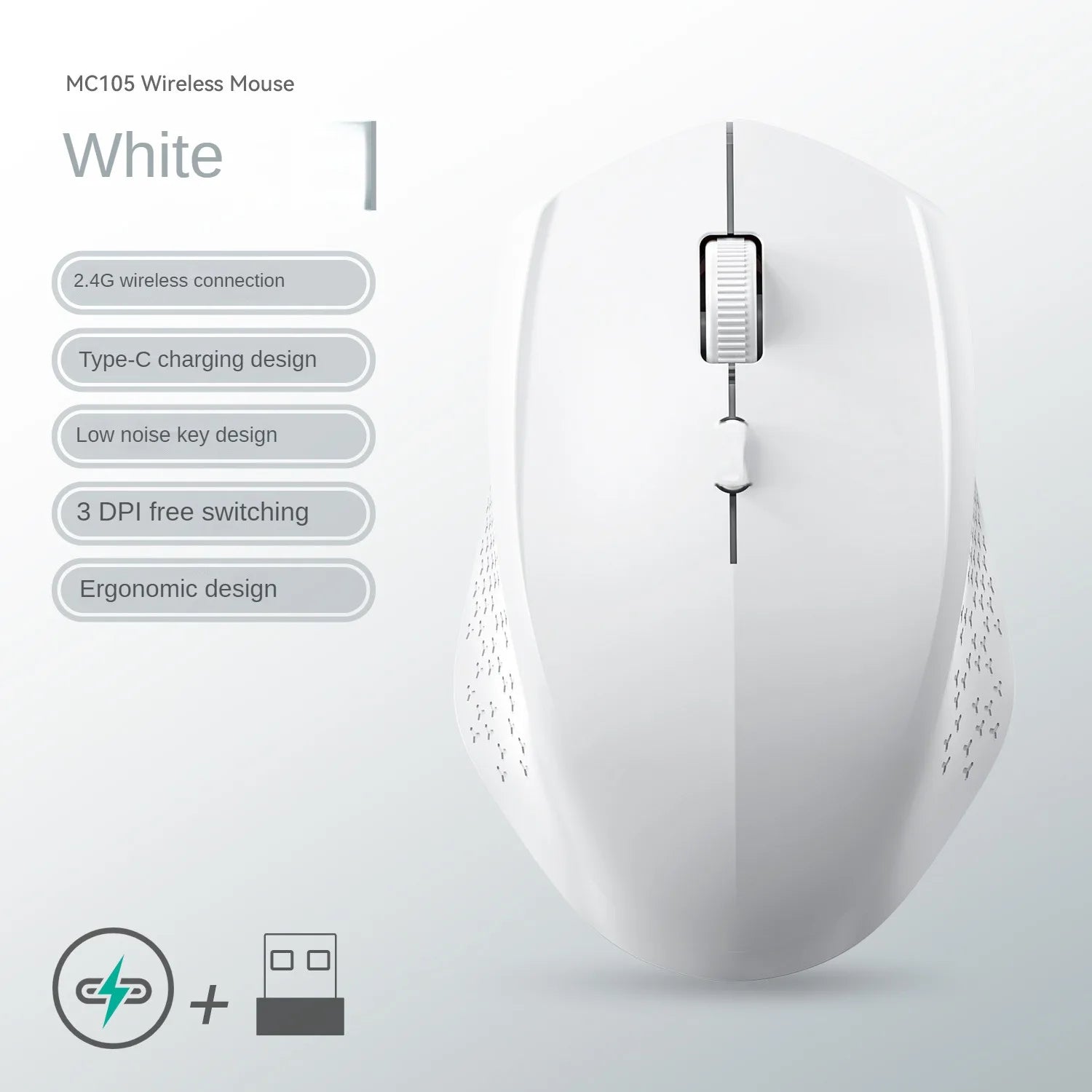 Bluetooth 5.2 + 2.4G Dual-Mode Wireless Mouse Rechargeable Silent 1600 DPI for Laptop Windows Mac Android
