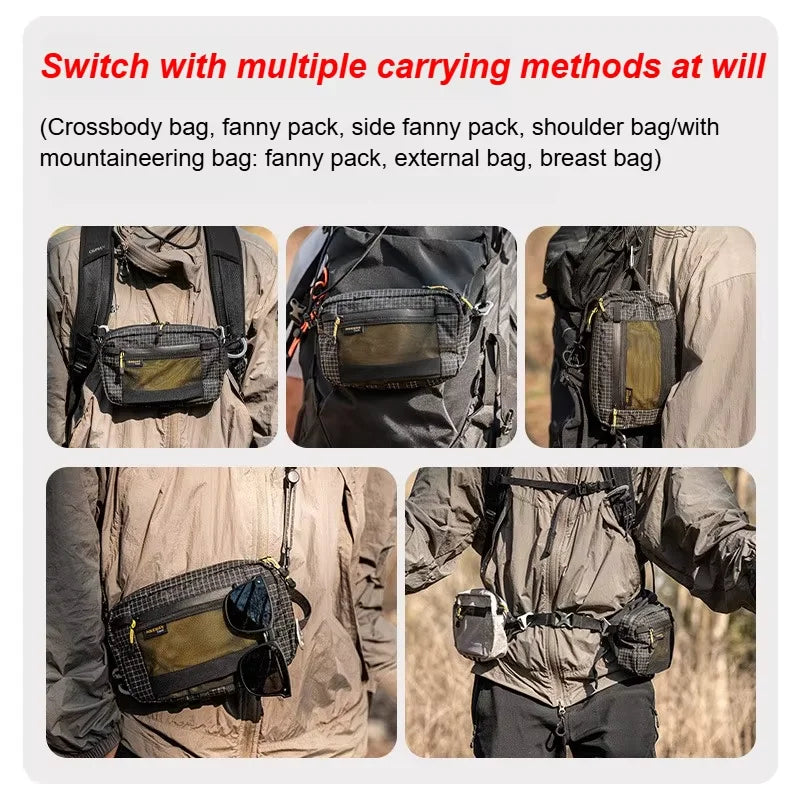 1.1L (37 fl oz) Ultralight Waterproof Waist Pack - Multi-Pocket Fanny Pack for Running Cycling Hiking