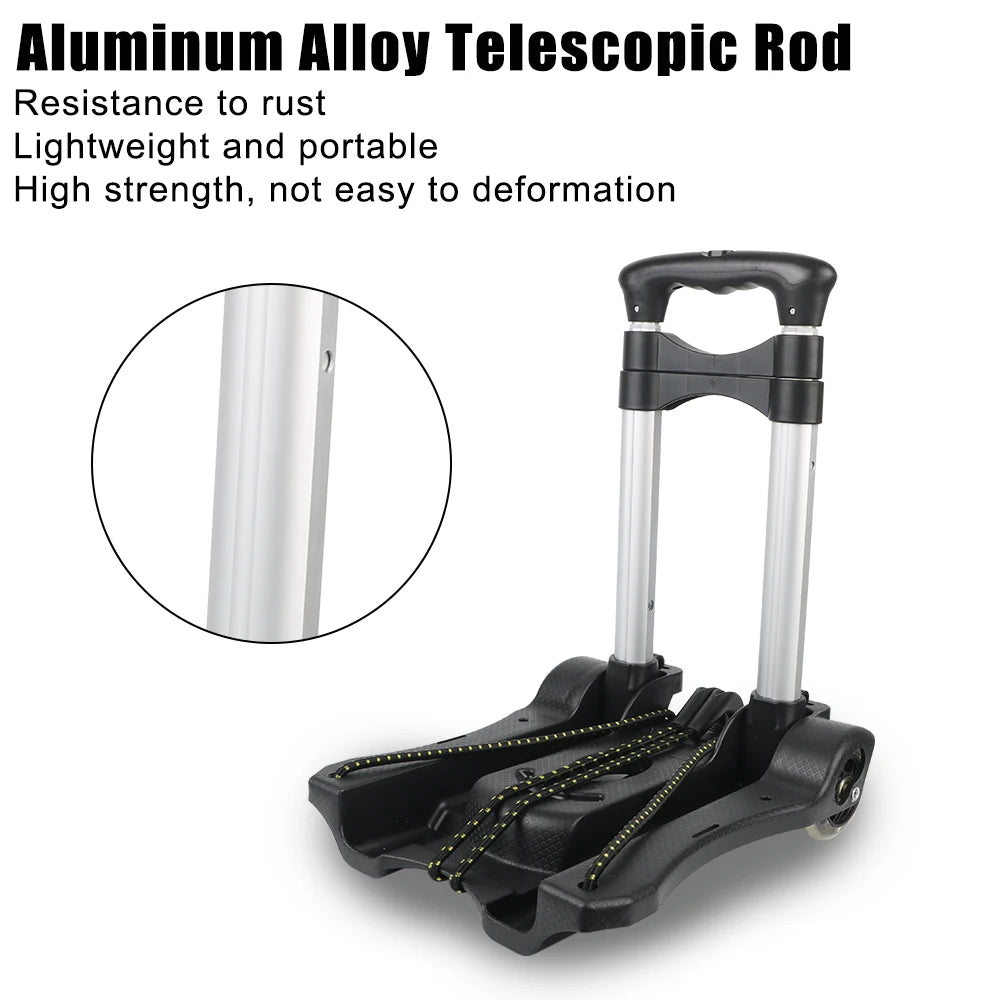Foldable Two-Wheel Luggage Cart Heavy Duty Trolley for Travel & Shopping, 35kg (77 lb) Capacity