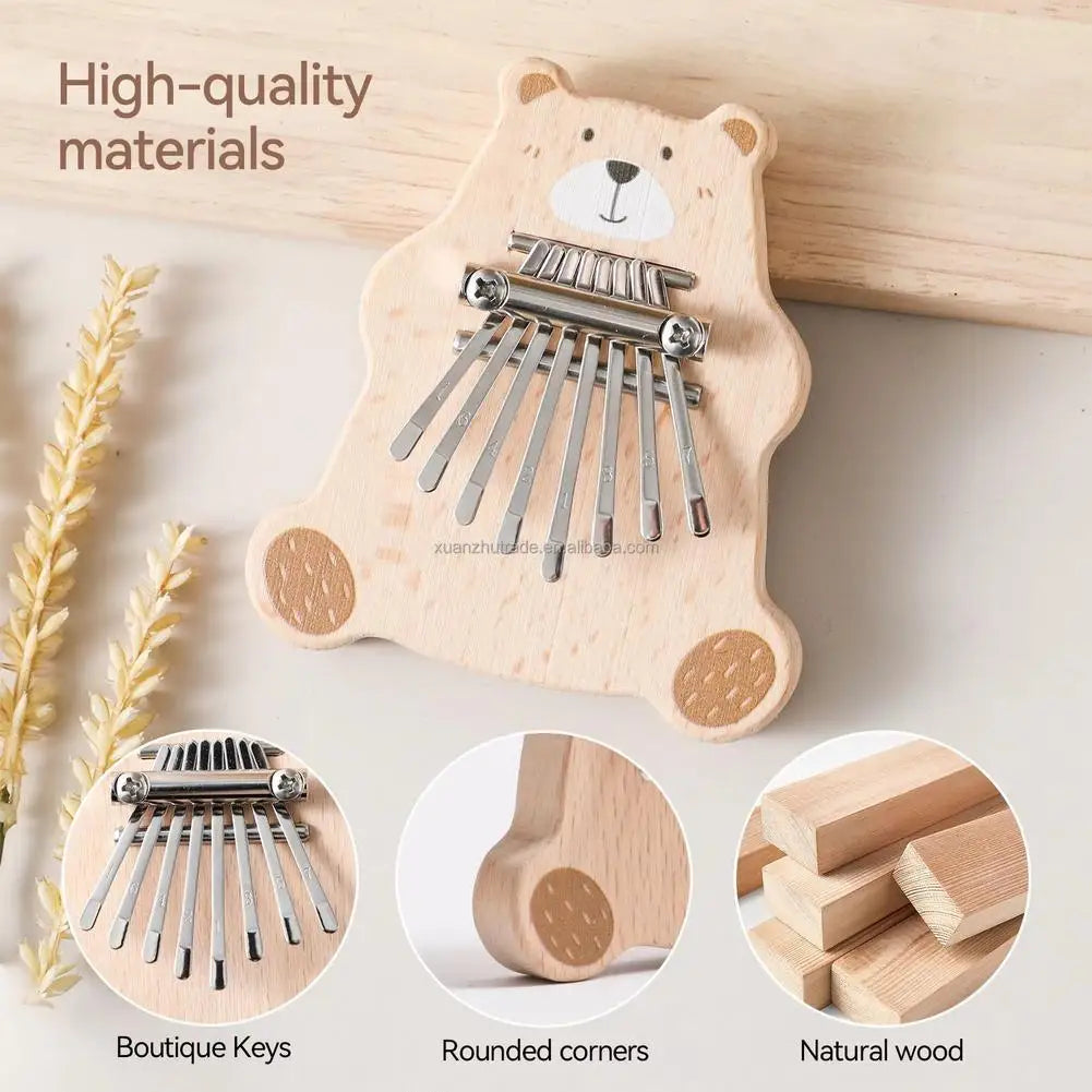 8-Key Mini Kalimba Thumb Piano Portable Bear Design Montessori Music Toy & Kids Gift