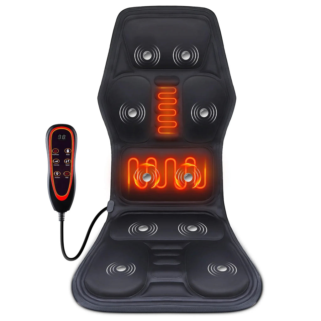 Infrared Electric Massage Chair Cushion – Heated Full-Body Back, Neck & Lumbar Vibration Massager for Car & Home