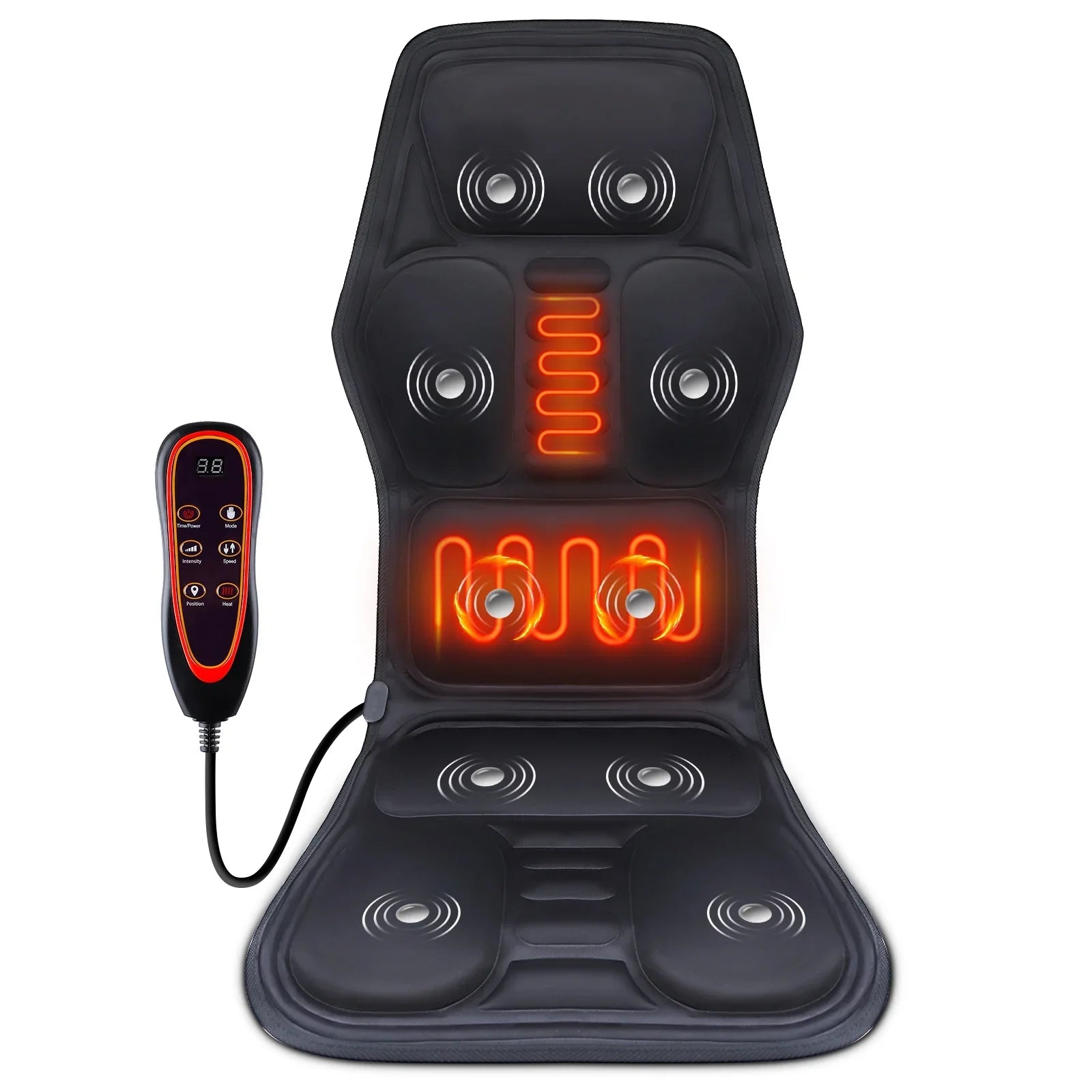 Infrared Electric Massage Chair Cushion – Heated Full-Body Back, Neck & Lumbar Vibration Massager for Car & Home