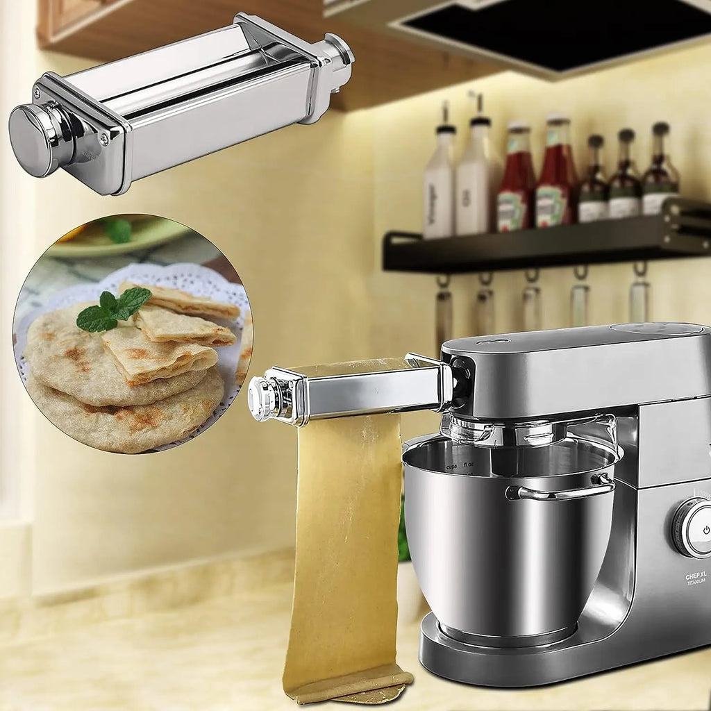 Pasta Sheeter & Cutter Set for Stand Mixers – Spaghetti & Fettuccine Cutters with Lasagne Roller and Cleaning Brush