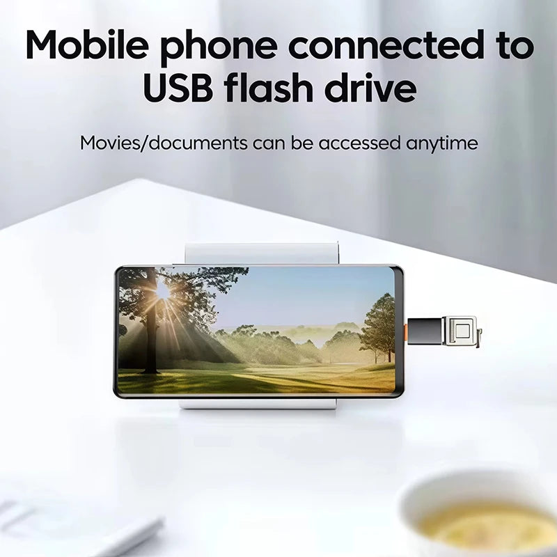 Mobile phone accessing USB flash drive via OTG adapter