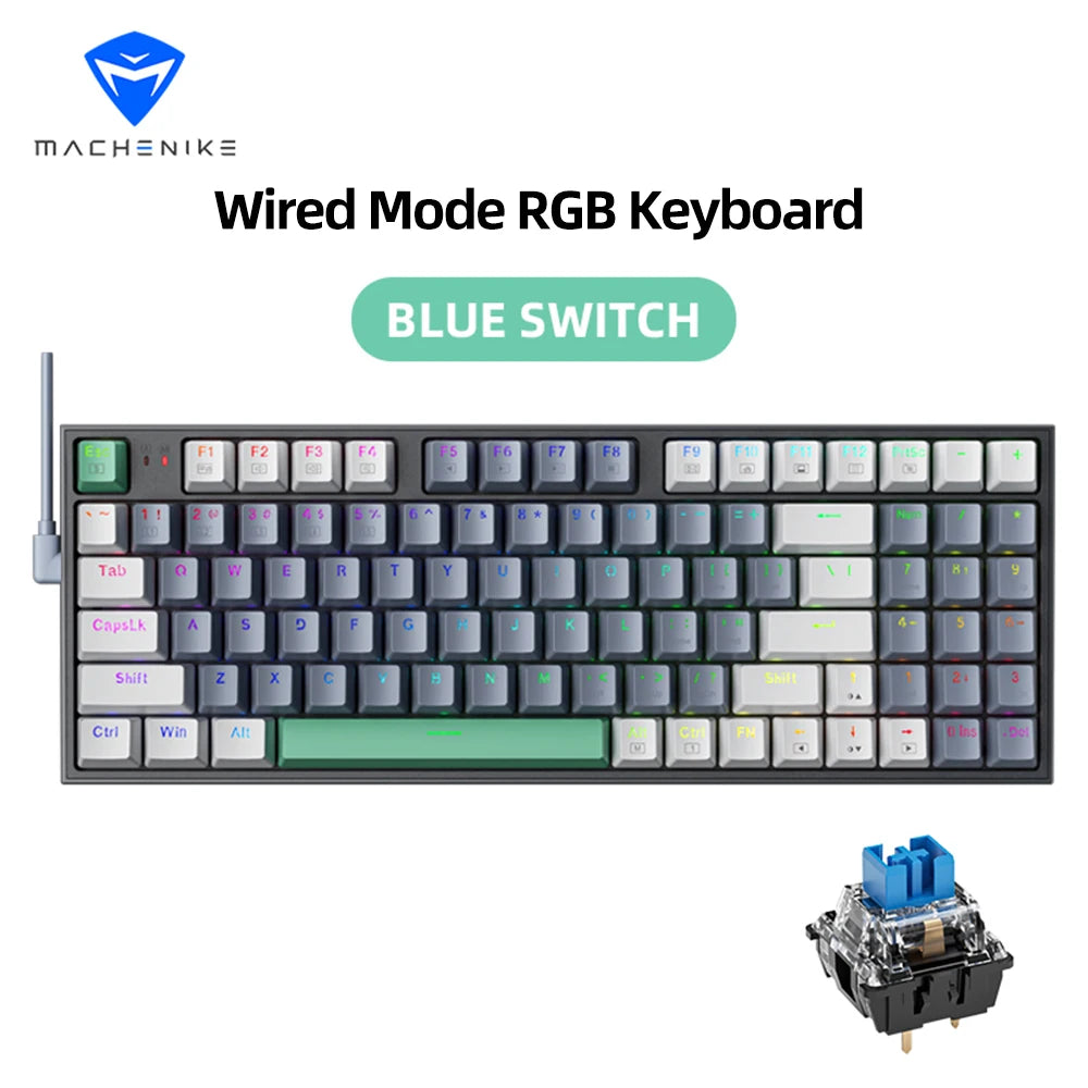 94-Key 90% Mechanical Keyboard Wired - Hot-Swappable RGB Backlit for PC & Laptop