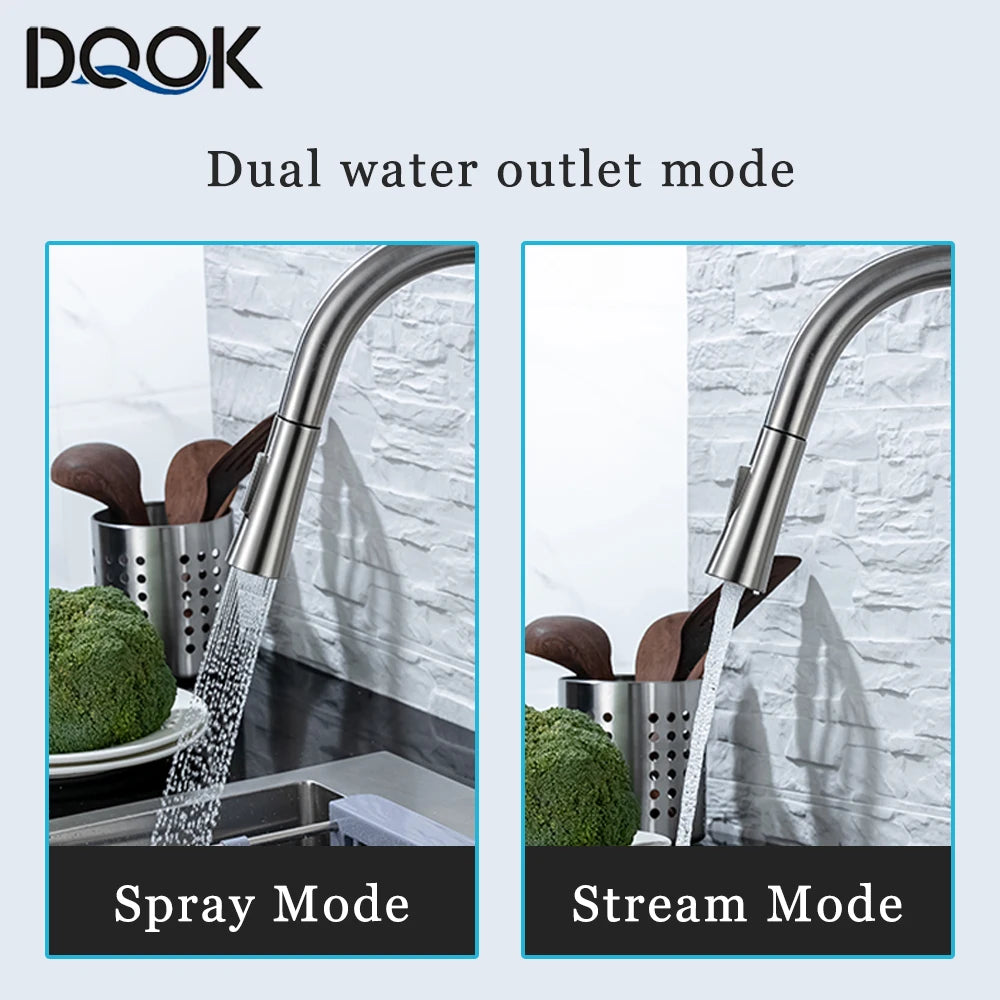 Touch Sensor Pull-Out Kitchen Faucet, Brushed Nickel & Matte Black Stainless Steel, Single-Handle Touch Control