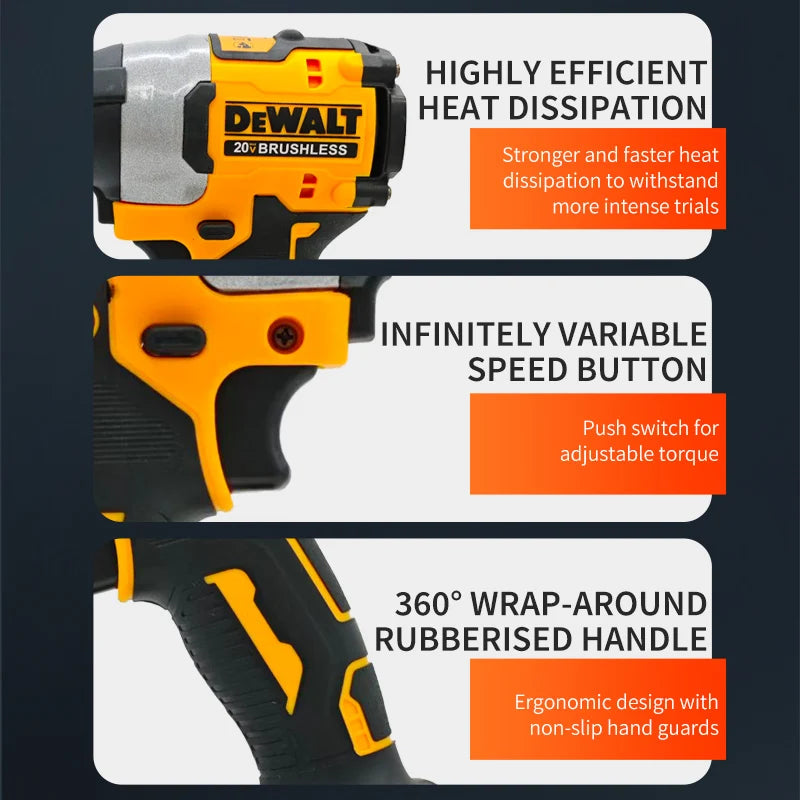 Cordless High-Torque Impact Wrench 1/2" (12.7 mm) Drive, 406 Nm (≈300 ft·lb), 2500 RPM, 20V Battery