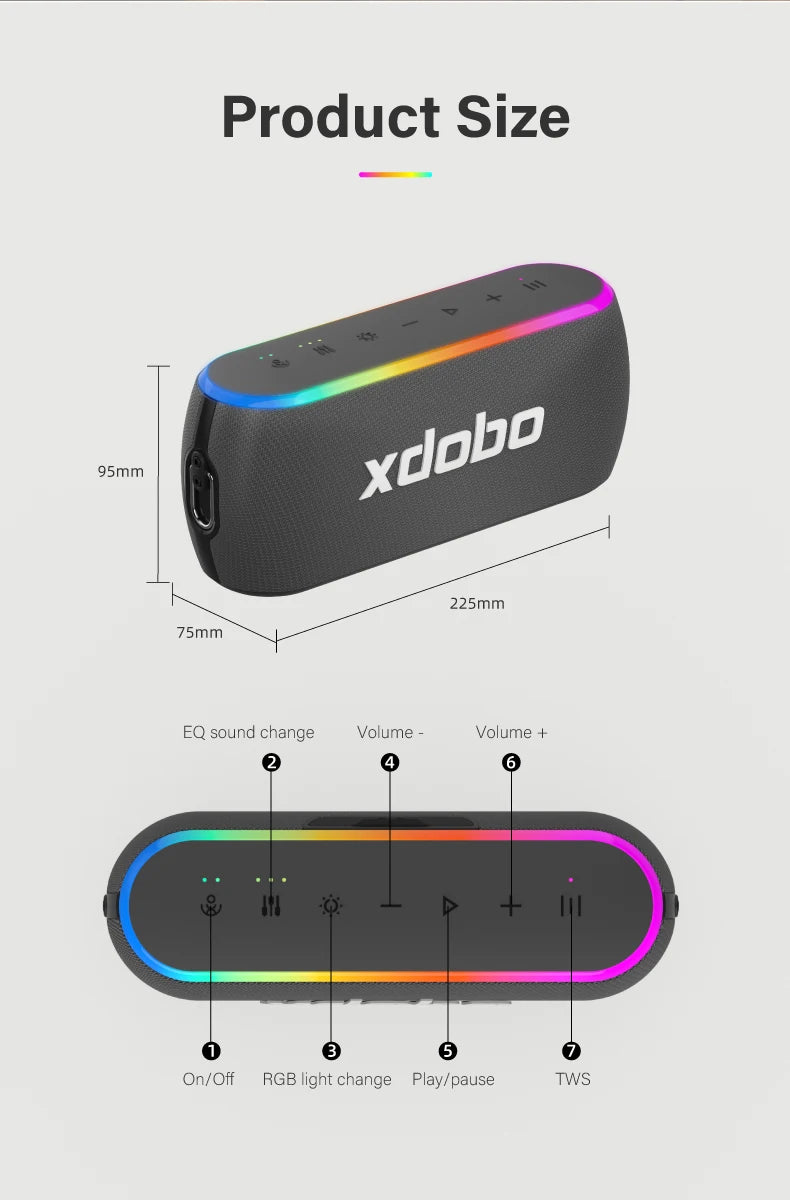 Bluetooth 5.3 Portable Speaker 60W Deep Bass IPX7 6600mAh Power Bank Wireless Subwoofer for Outdoor Party & Camping