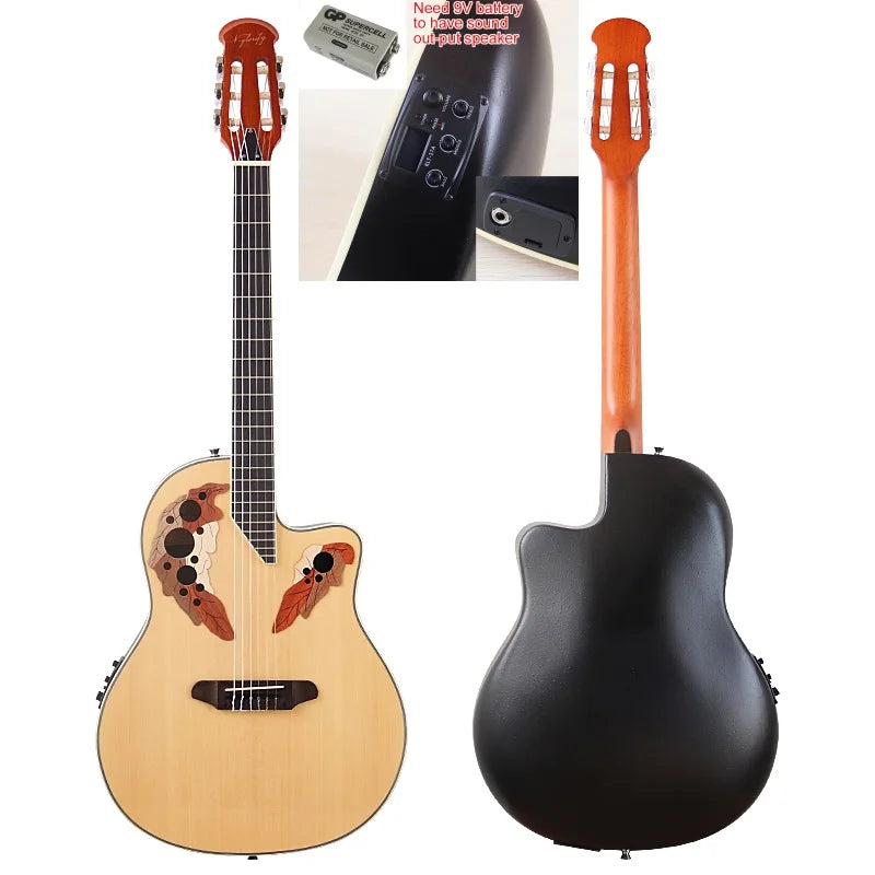 41-Inch (104 cm) Acoustic-Electric Classical Guitar — High-Gloss Spruce Top, Round Back, 6-String 20-Fret
