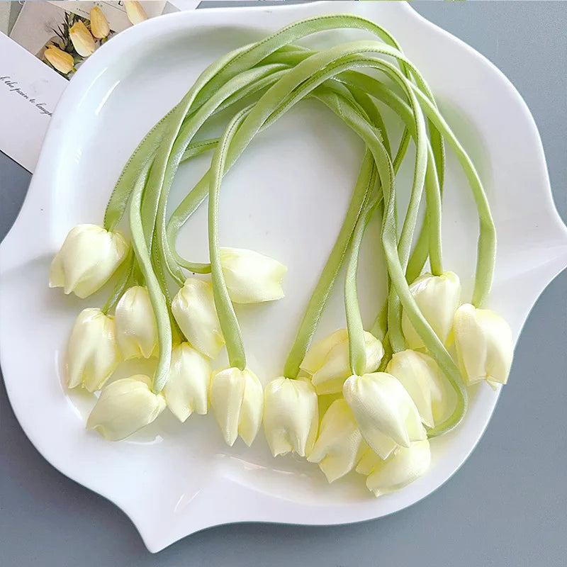 20-Pack Artificial Tulip Flower Hair Clips – DIY Hair Accessories & Headband Embellishments
