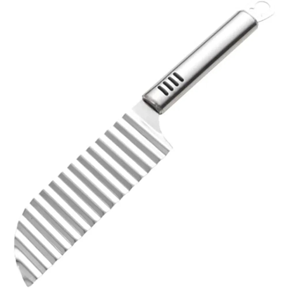 Stainless Steel Crinkle Potato Slicer Wavy French Fry Cutter Vegetable & Fruit Chopper Hangable Kitchen Tool