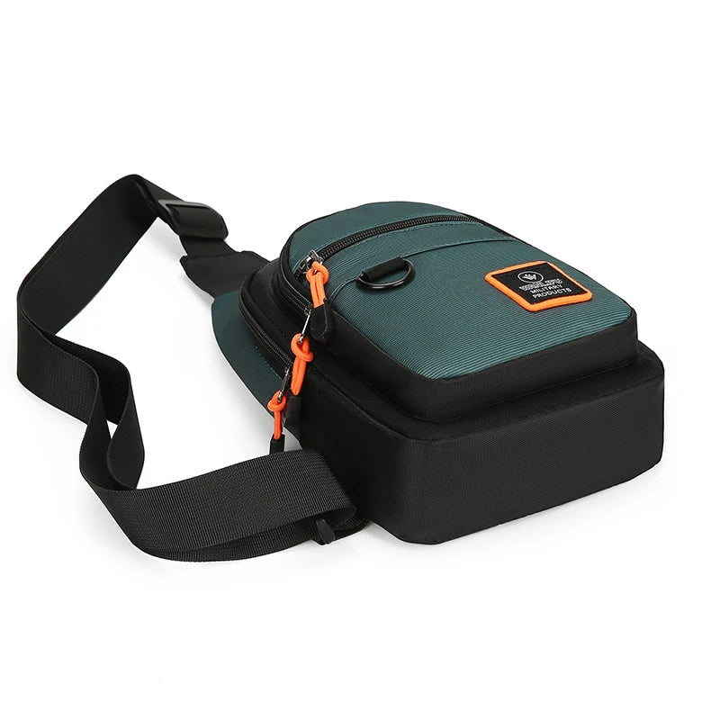 Men's Casual Nylon Chest Sling Bag - Small Crossbody Phone Pouch for Running, Cycling & Travel (Fits up to 7.9-inch Tablet)