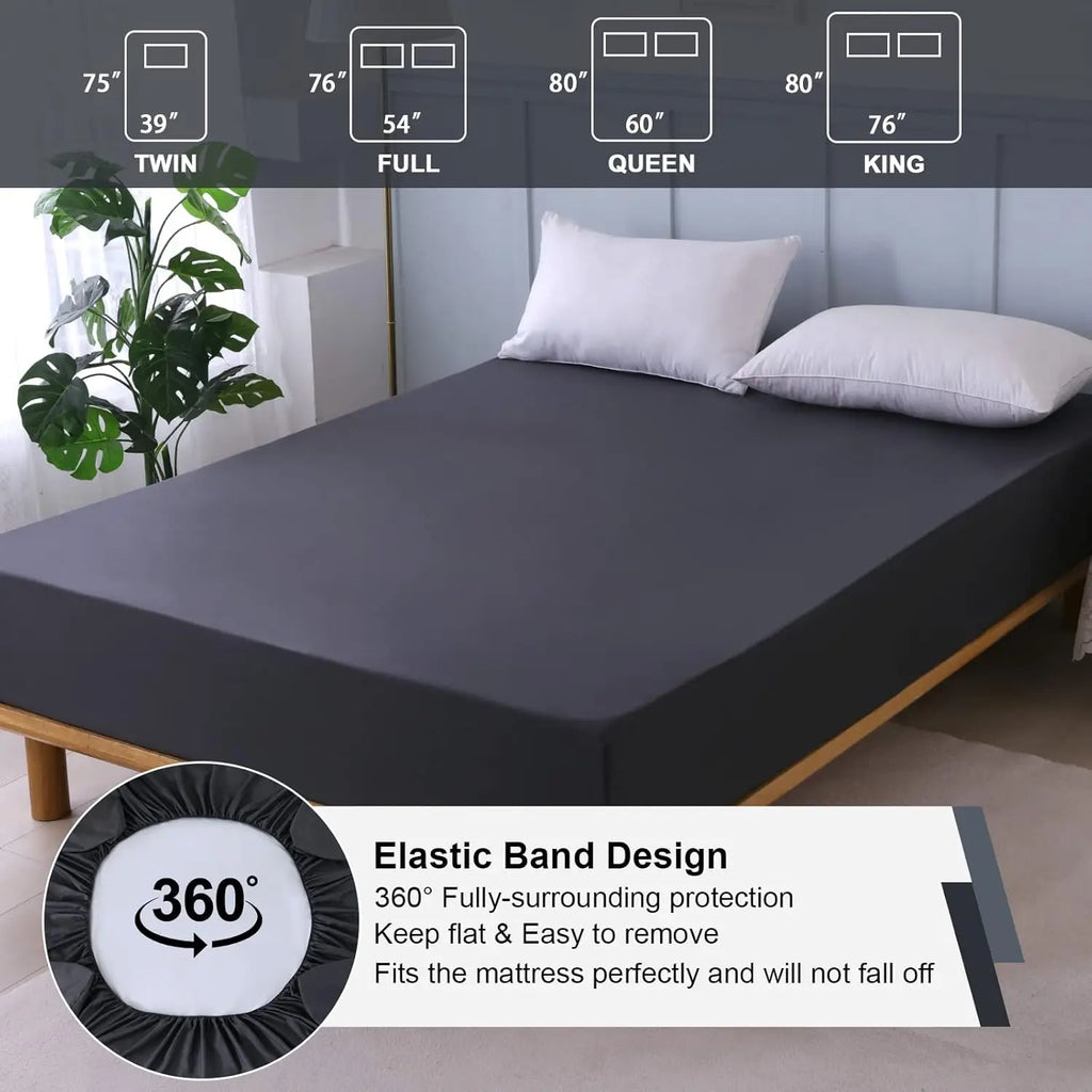 Waterproof Fitted Sheet King Size - Ultra-Fine Microfiber Mattress Cover, Breathable & Skin-Friendly (1-Pack)