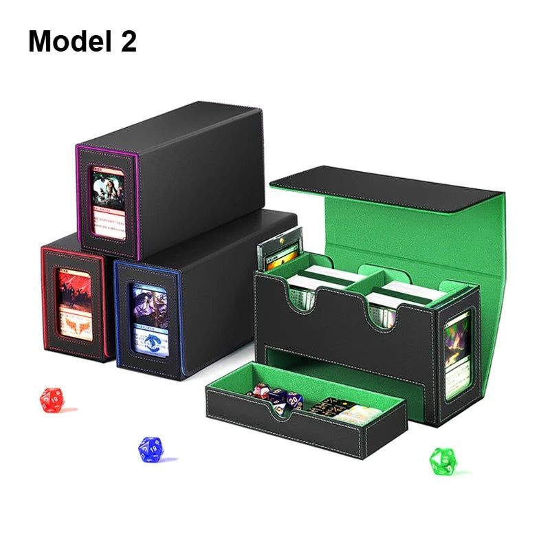 3-in-1 Deck Box Card Storage - Fits 200+ Single-Sleeved Cards, 4 Dividers & 2 Toploaders for MTG TCG CCG