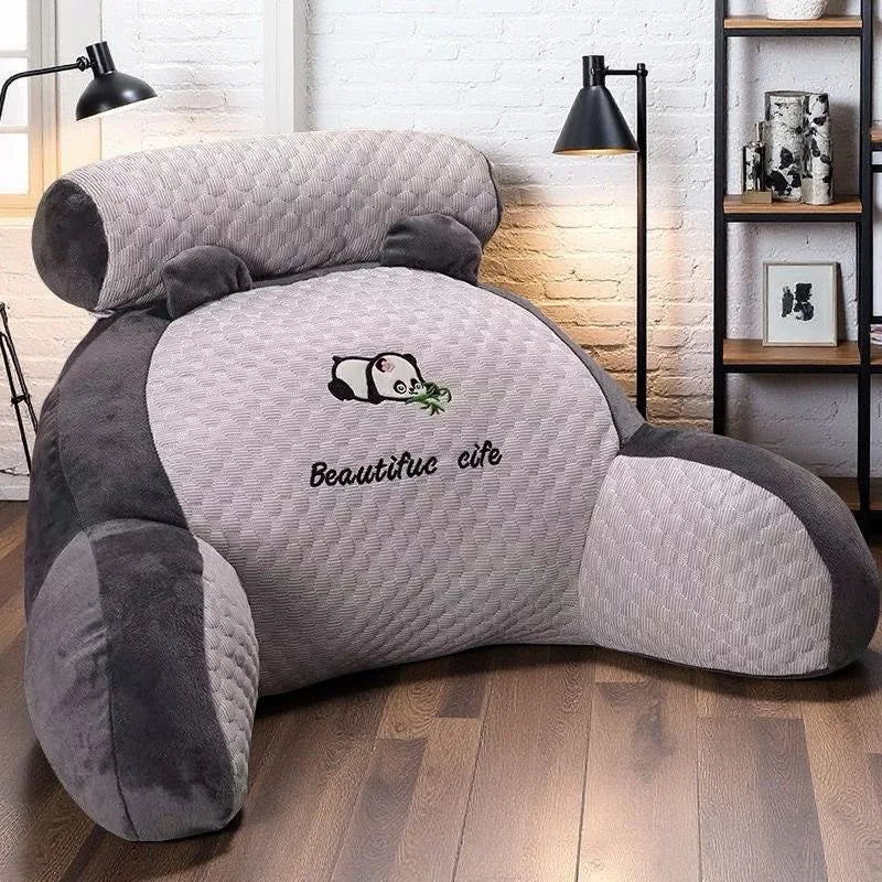 Adjustable Reading Pillow Back Support Cushion – Quilted Ergonomic U-Shape Pillow for Bed, Sofa & Floor, 24 x 16 in (60 x 40 cm), Gray