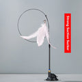 Interactive Cat Feather Teaser Wand with Bell, Extendable Rod, Suction Cup & Replaceable Feather Head