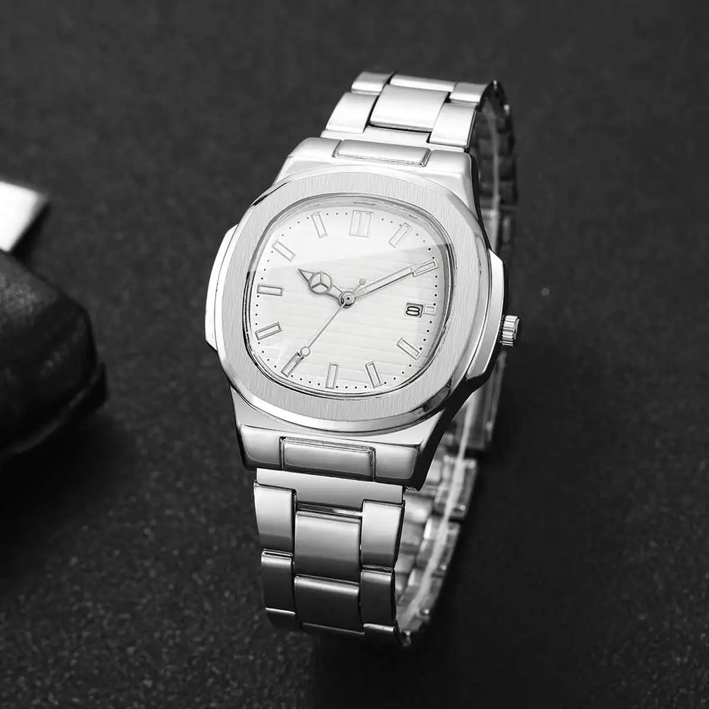 Luxury Men's Square Dial Alloy Strap Quartz Watch - Business & Casual