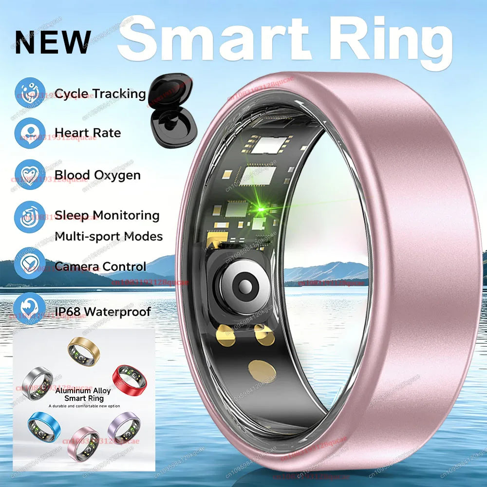 Smart Ring with Charging Case – Unisex Health Tracker, Heart Rate & SpO2 Monitor, Sleep Tracking, IP68 Waterproof, Multi-Sport Modes, Multiple Sizes