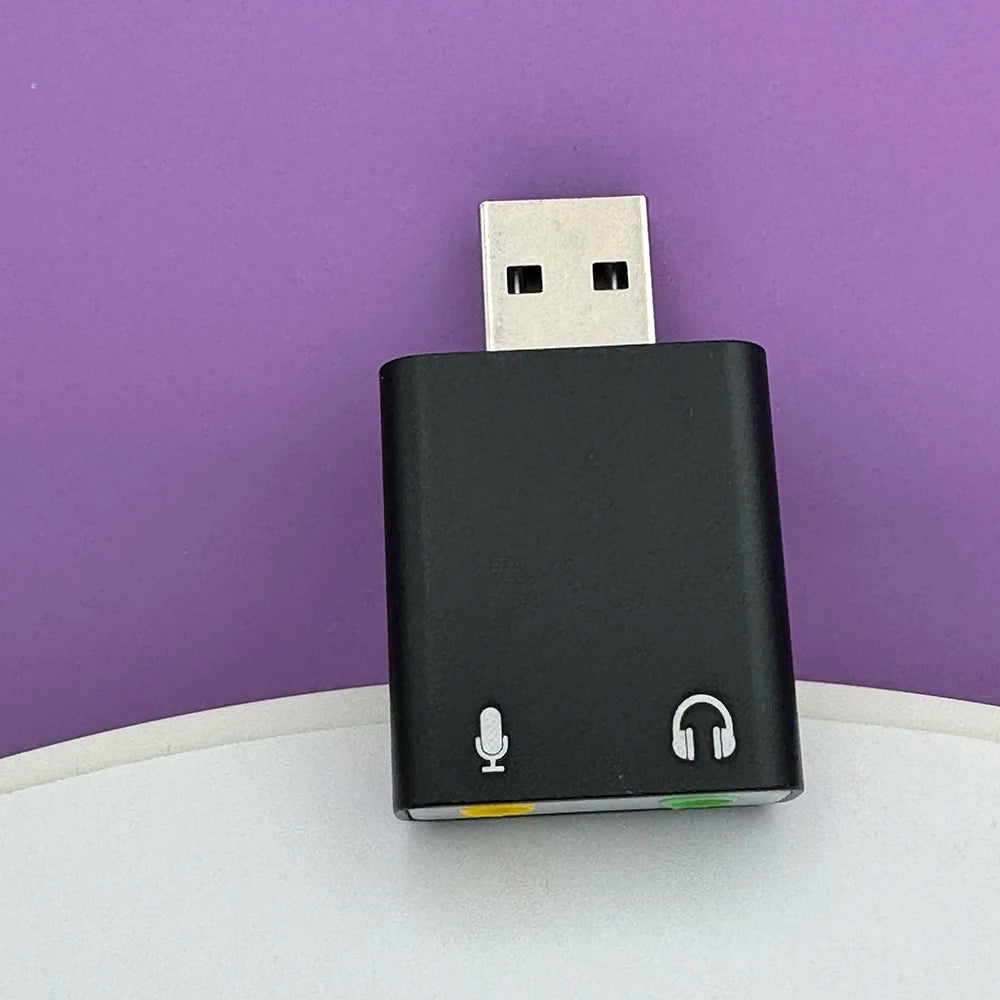 USB External Sound Card Adapter – 3.5mm Headset & Mic Audio Interface, USB 2.0 Plug & Play for PC & Mac