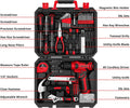 126-Piece 8V Cordless Drill Tool Kit – Lightweight Red Home DIY Set with Drill Bits & Hand Tools