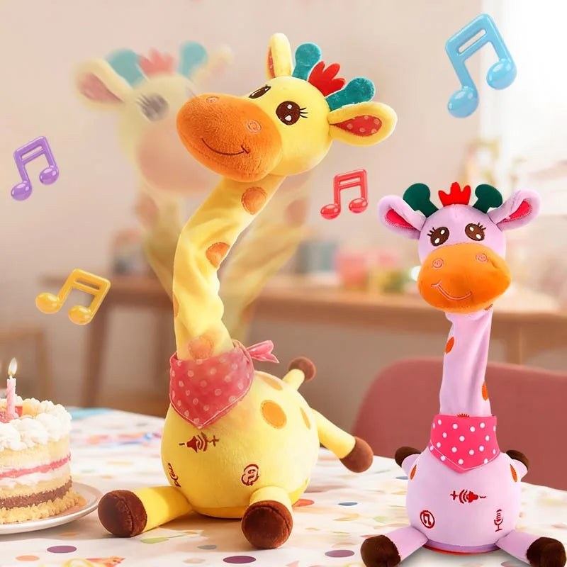 Dancing Talking Giraffe Plush Toy Repeats What You Say, 10 Songs, Adjustable Volume, Musical Glowing Light, 31–50 cm (12.2–19.7 in)