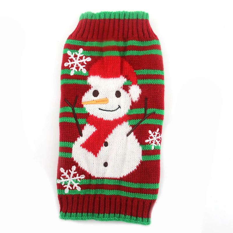 Christmas Knitted Dog Sweater – Winter Striped Cartoon Pet Coat, Sizes XXS–XXL (8.66–24.02 in / 22–61 cm Back)