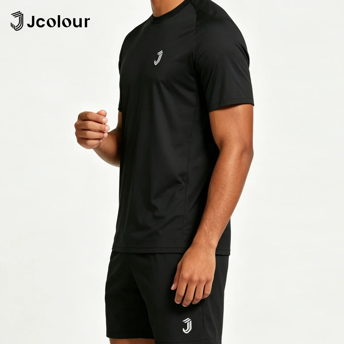 Men's Black Athletic T-Shirt Breathable Quick-Dry Slim Fit