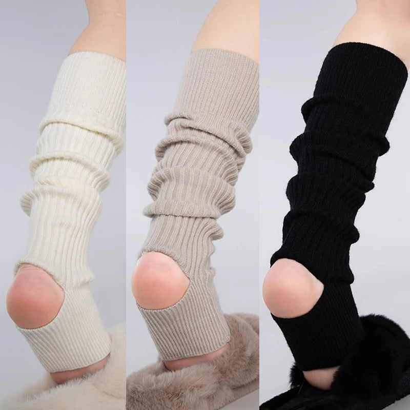 Stirrup Over-the-Calf Knitted Socks & Leg Warmers — 41 cm (16 in) Long Boot Cuffs for Women, Unisex
