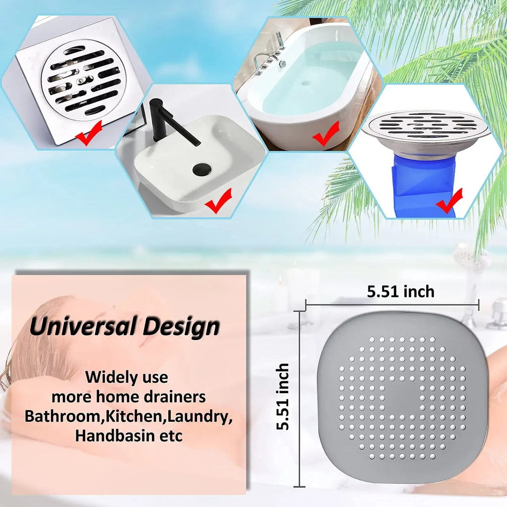 Silicone Suction Hair Catcher Shower Drain Strainer — Sink & Bathtub Plug Stopper