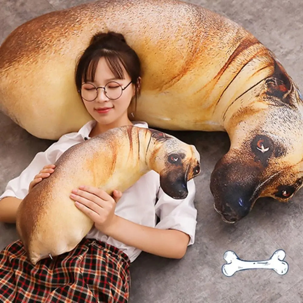3D Lifelike Dog Head Throw Pillow - Novelty Plush Cushion for Home & Kids, 20 cm / 50 cm (7.87 in / 19.69 in)