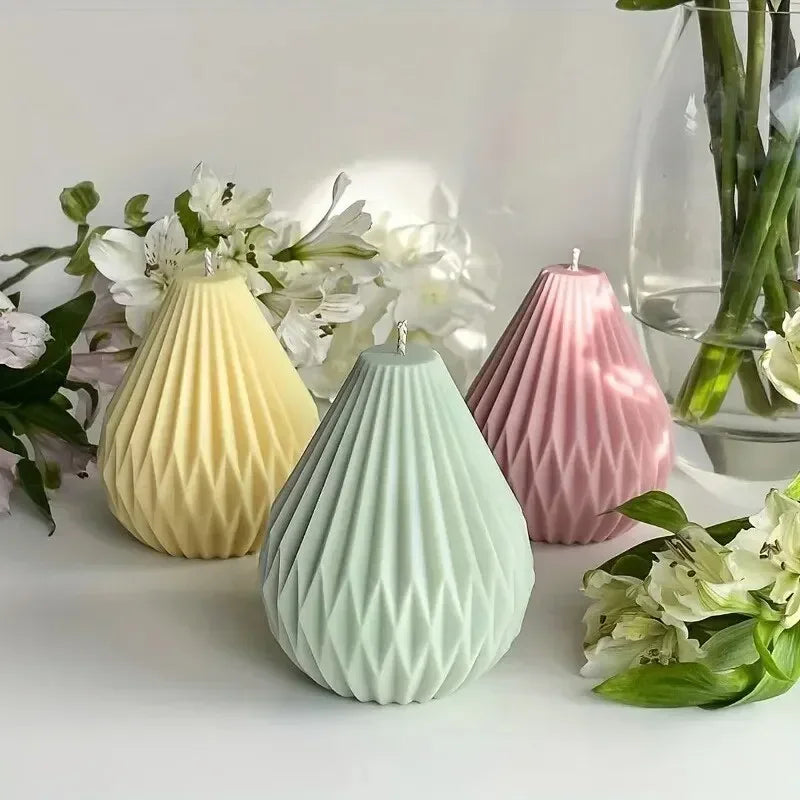 3D Spiral Striped Silicone Candle Mold - Irregular Shape for DIY Candles, Wax, Resin & Clay, 8 x 8 x 15 cm (3.15 x 3.15 x 5.91 in)