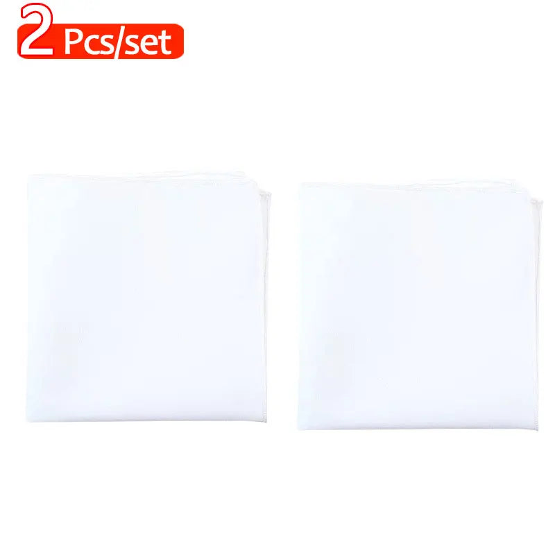 2-Pack Men's Cotton Linen Handkerchiefs White Pocket Squares 9 x 9 in (23 x 23 cm)
