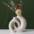 European White Ceramic Vase Set - Minimalist Decorative Vases for Living Room, Entryway, TV Console