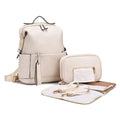 PU Leather Diaper Bag — Large Capacity Maternity Backpack with Changing Pad & Detachable Stroller Straps